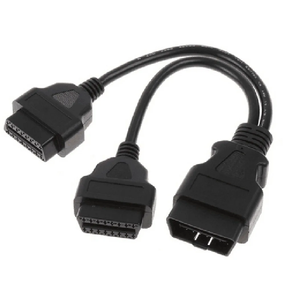 Плоский + тонкий круглый провод OBDII OBD 2 OBD2 16 Pin ELM327 штекер-двойной гнездо Y-образный