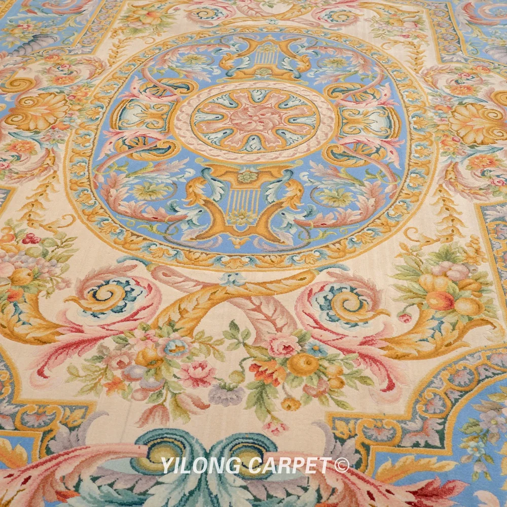 Kopen Yilong 8.2 'X 11.48' Exclusieve Europese Stijl Handgemaakte Wollen Tapijt Savonnerie Handgeknoopt Tapijt (ZSH016W)