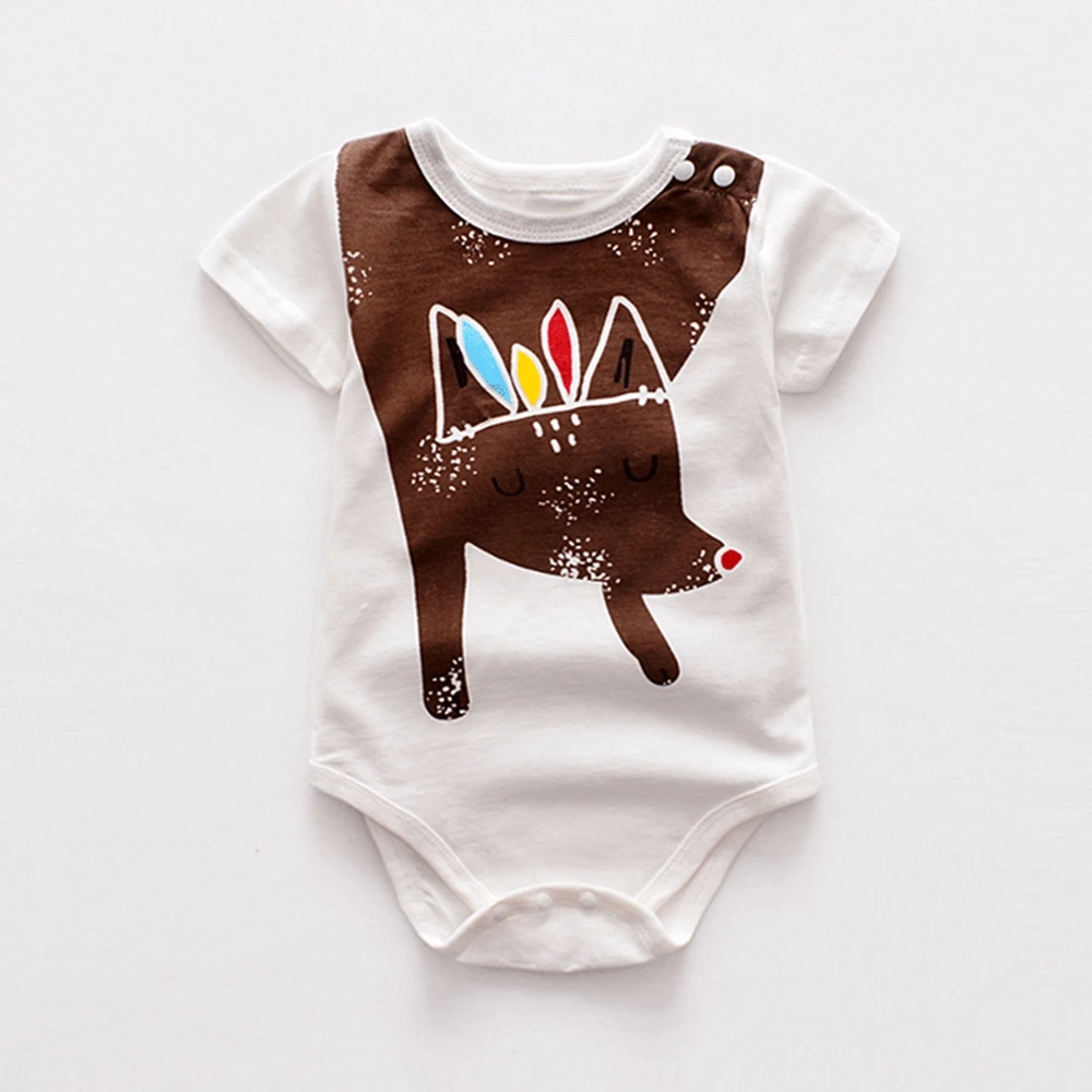 New Baby Rompers Short Sleeve Rabbit Printed Cotton Floral Overalls Newborn Clothes Roupas De Bebe Boys Girls Jumpsuit&clothing