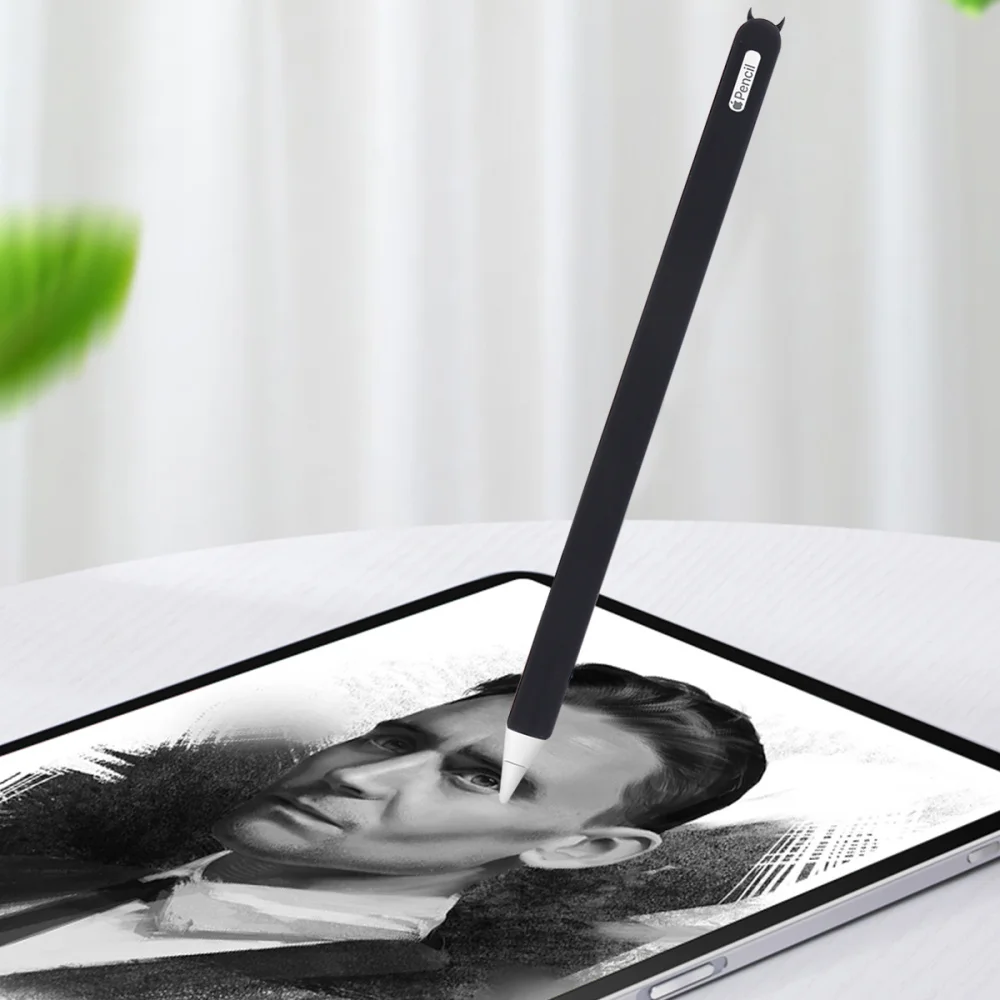

Stylus Pen Case Silicone Pencil Cover Non-slip and Anti-fall Pencil Protective Cover Compatible for Apple Pencil 2 (Black)