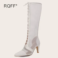 women high boots sandals plus size 40 43 44 45 46 47 luxury handmade mesh shoes super high spike thin heels black lace up custom