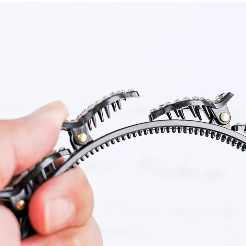 

Braided Hair Band Rhinestone Clip Multi-Layer Bands Clip Hairband Hair Hoop -MX8