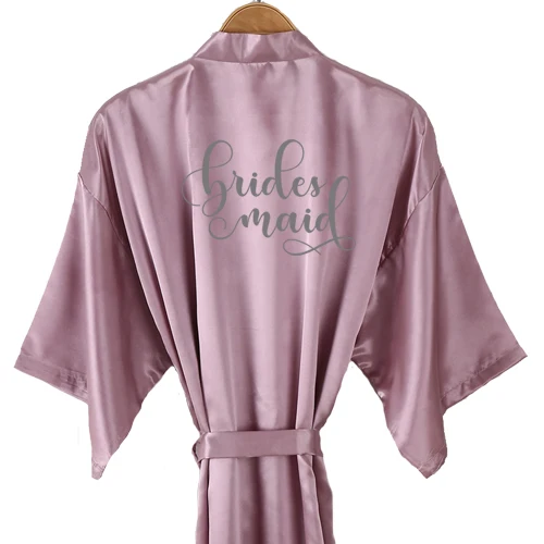 bridesmaid Mauve халат атласный розовое золото кимоно для невесты атласное женское Лавандовое платье подружки невесты Серебряная команда Свадебный для невесты платья для вечеринок - Цвет: bridesmaid