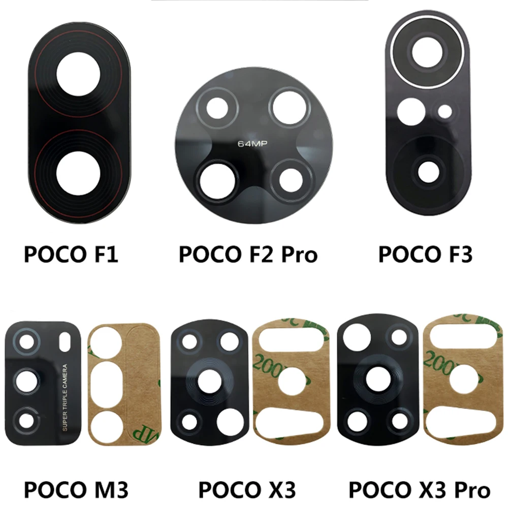 

2Pcs/lot For Mi Poco F1 Camera Glass Lens Back Rear Camera Lens For Xiaomi Mi Poco X3 NFC Poco M3 X3 F2 Pro F3 Glass Lens