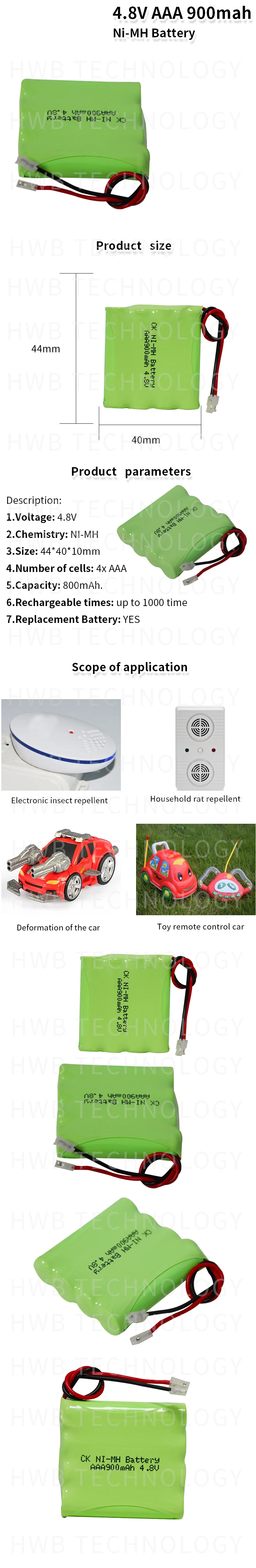 1 шт./лот KX Ni-MH 4,8 V AAA 800mAh Ni-MH аккумулятор с вилками