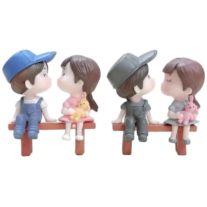 

Micro Landscape Stool Couple Character Decoration Doll Keychain Couple Pendant Cake Decoration