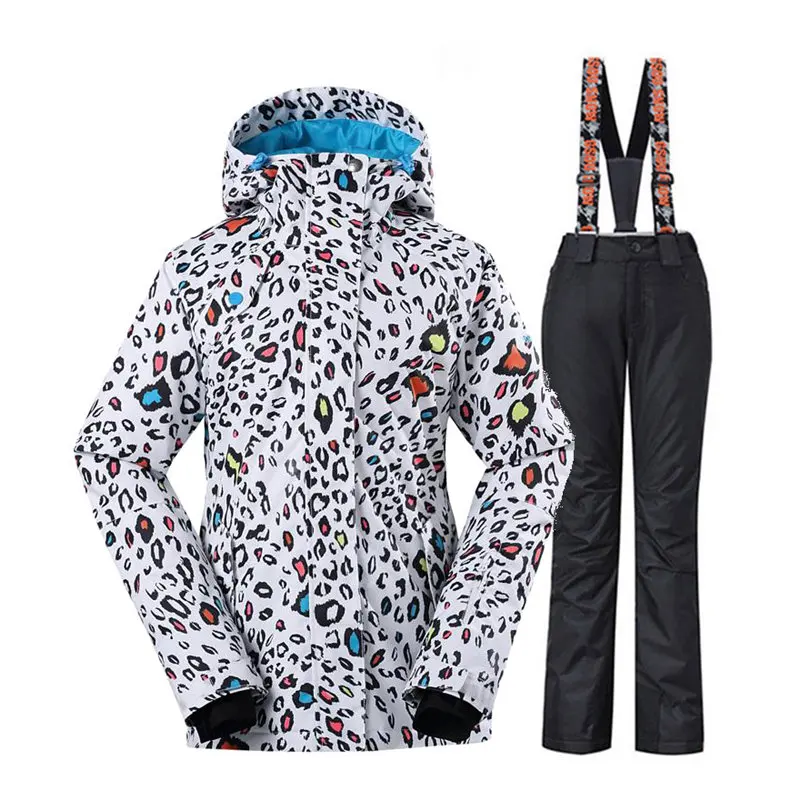 Женский белый леопардовый водонепроницаемый ветрозащитный спортивный костюм