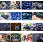 Алмазная мозаика сделай сам, картина, Фруктовая корзина, черника, цветок, квадрат, круглые алмазы, настраиваемое настенное украшение