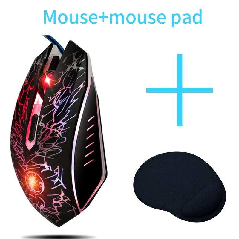 mouse and mouse pad Apedra USB Проводная игровая мышь 2400 dpi Регулируемая USB 3,0 оптическая компьютерная мышь RGB цвет эргономичные мыши для ноутбука ПК мышь - Цвет: mouse and mouse pad