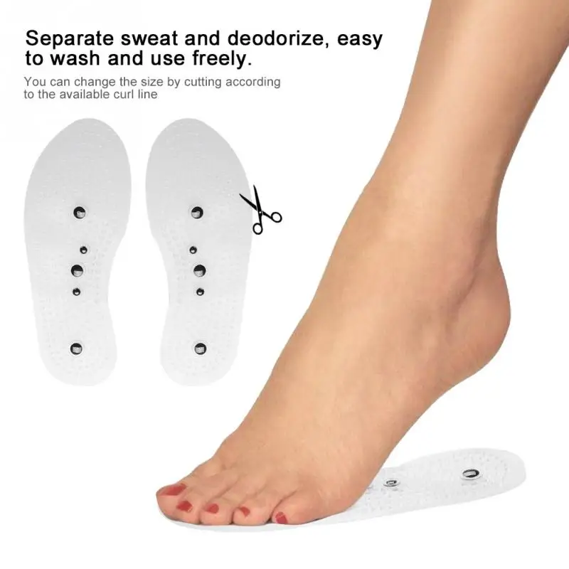 

2 Sizes 1 Pair Magnetic Therapy Health Transparent Silicone Anti-fatigue Massage Insole Pads Corrector of Man Woman Posture Pad