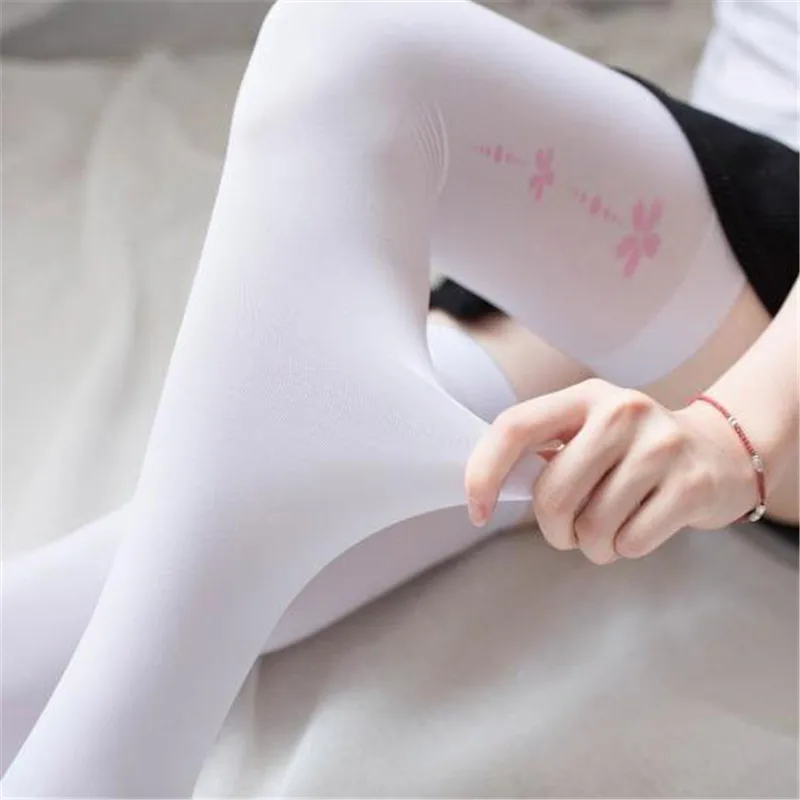 

New Women's Black Sexy Stockings Polyester Japanese Cosplay Thigh High Knee Silk Socks Female Students Simple White Stockings