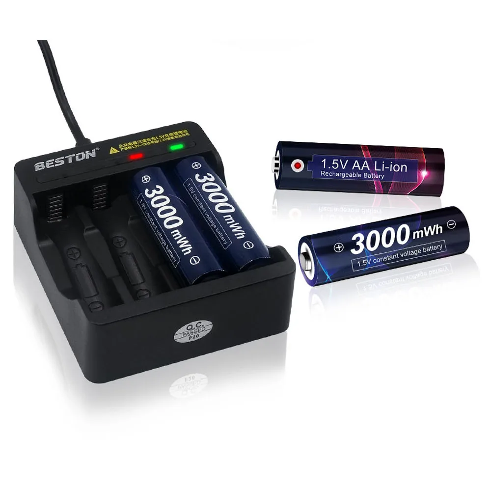 

100% Original AA Rechargeable Battery AA Li-ion 1.5V 3000mWh Lithium 2A Pre-charged Bateria aa Batteries