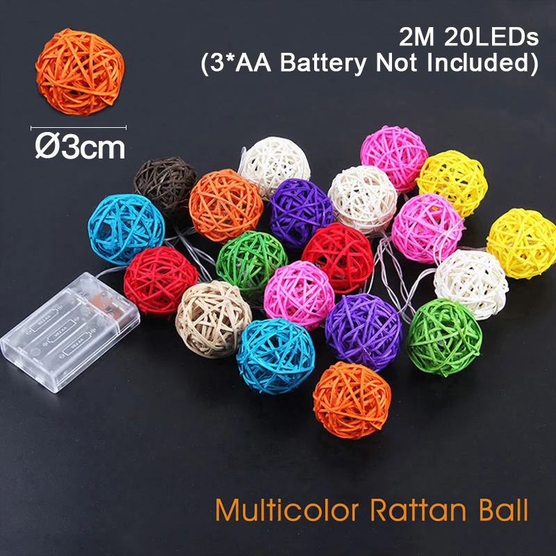 2M AA 3cm Multicolor Goodland 2 м светодиодный светильник-гирлянда Сказочный светильник s светодиодный гирлянда на батарейках декоративный светодиодный светильник s для декора Рождественское украшение для улицы - Испускаемый цвет: 2M AA 3cm Multicolor