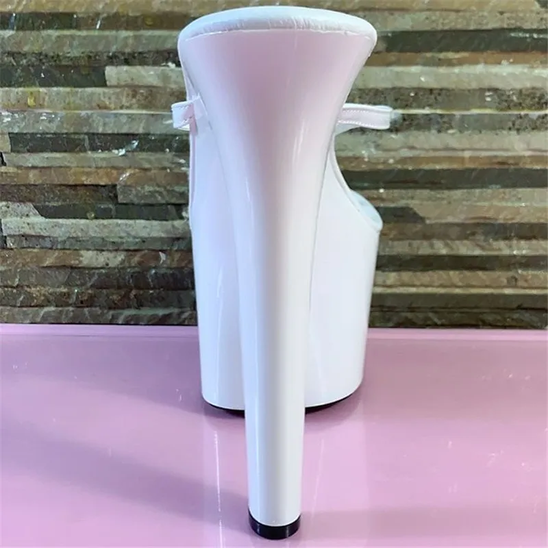 Пикантные шлепанцы на высоком каблуке 17 см модные модельные со звездами