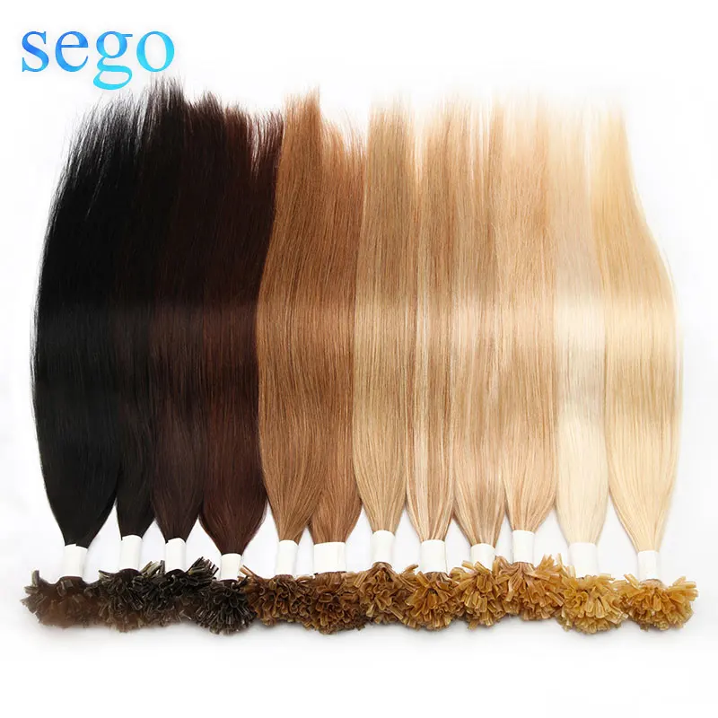 SEGO 1"-24" 0,5 г/локон прямые чистые и фортепианные кератиновые человеческие не Реми fusion волосы для ногтей u-образные накладки предварительно склеивающиеся волосы на Capsuel 100 шт 50 г