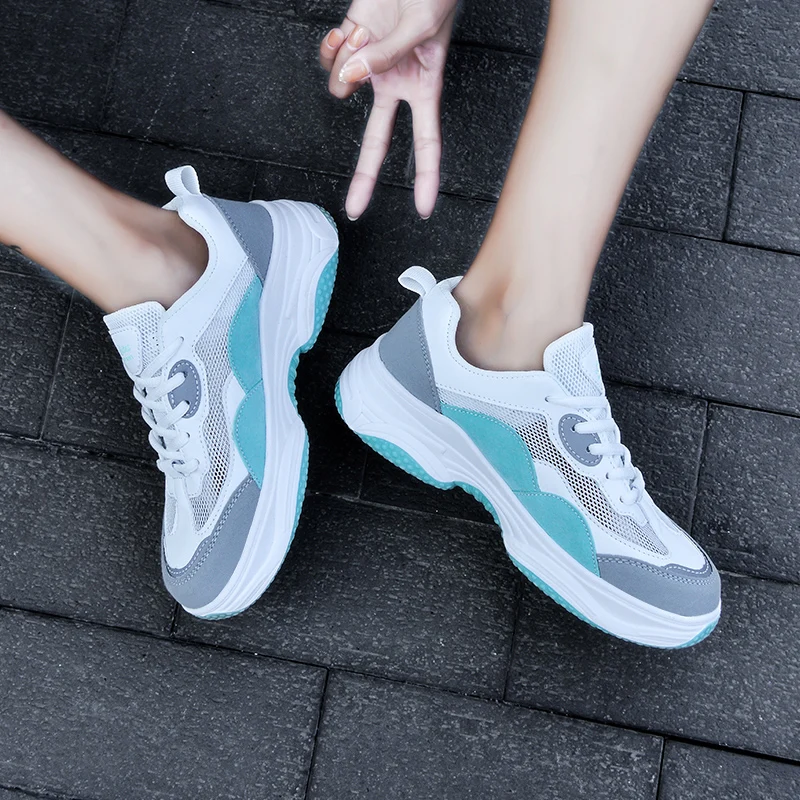 

Shoes for Women 2021 Summer Women's Vulcanize Shoes Breathable PU Women's Sports Shoes Increase Walking Women's Platform Shoes