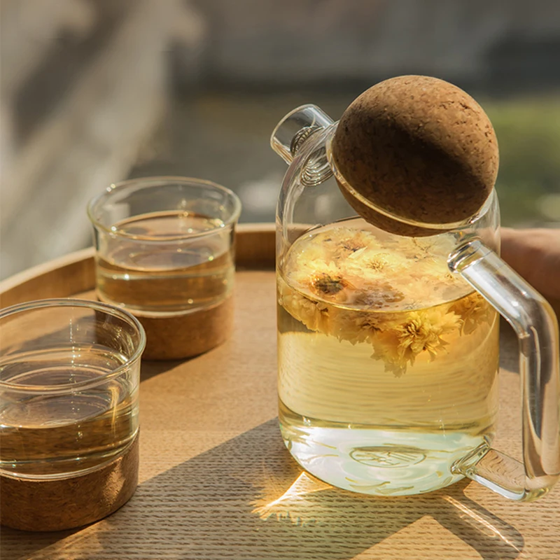 Стекло чайник холодный большой емкости для воды бутылка с крышкой Набор чашек