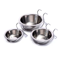 pet feed tool stainless steel pet dog bowl food water drinking cage cup hanger food water bowl travel bowl for pet feeding tools