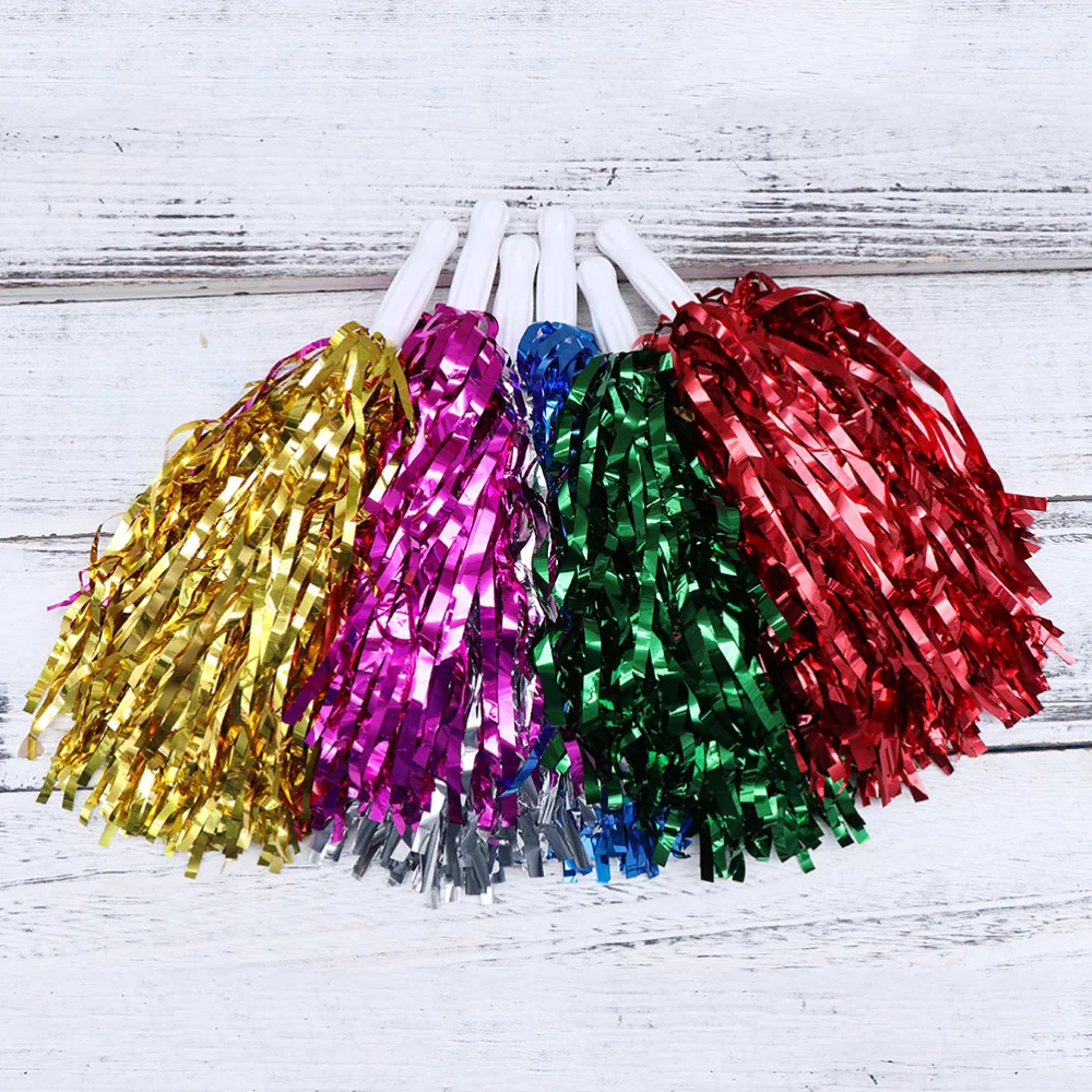 

10 Pcs/5 Pairs 25g Cheering Balls Squad Spirited Fun Cheerleading Kit Cheer Poms Cheerleaders Supples with Handle for