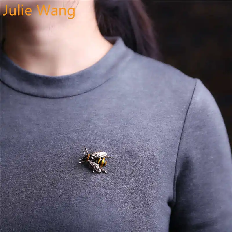 Julie Wang Цветная брошь в виде насекомого шмеля пчелы для мужчин эмалированные Броши