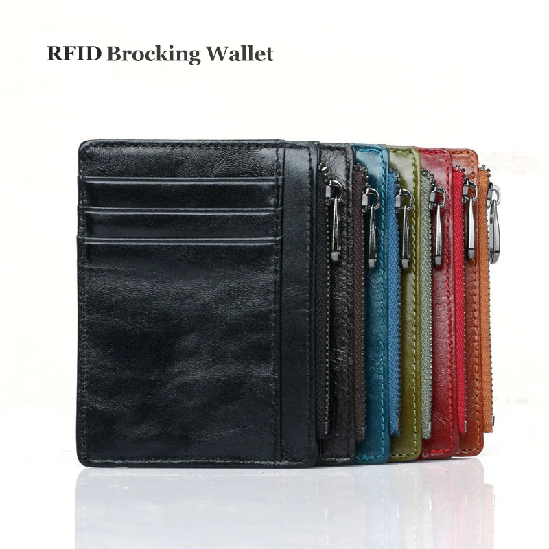 Кошелек из 100% натуральной кожи маленький мини кошелек на молнии с карманом для