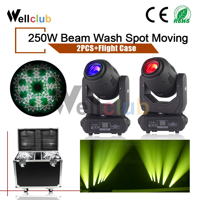 2 шт. с чехлом 250 Вт Zoom луч движущаяся головсветильник промывка 3 в 1 Dmx 512