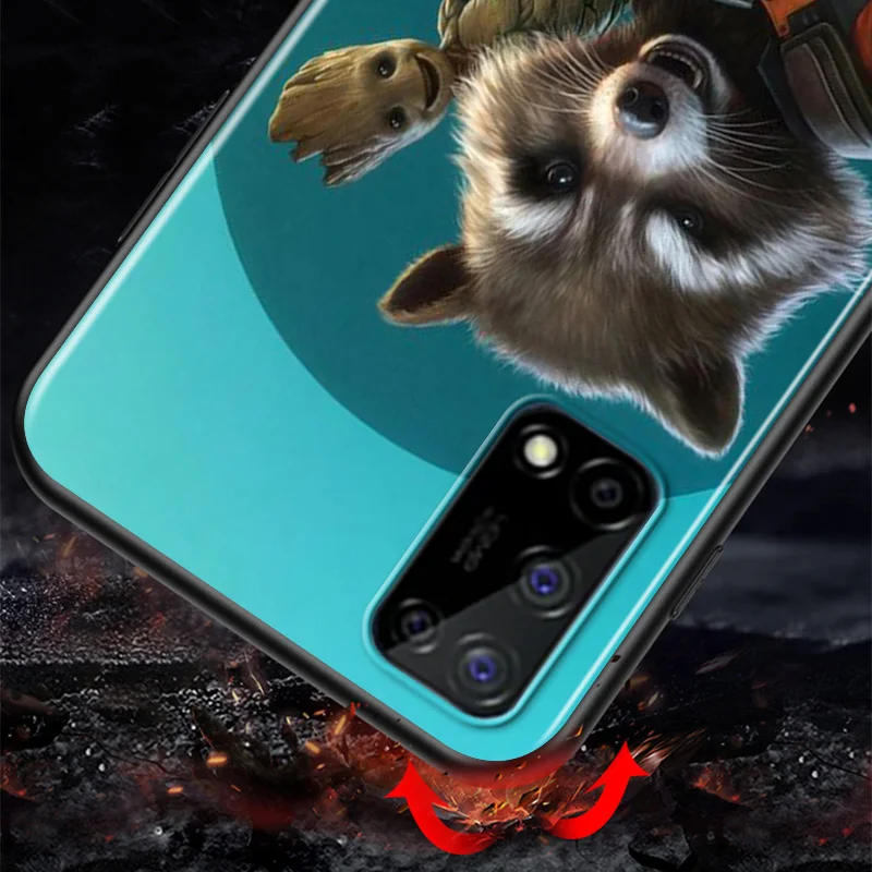 

Marvel Avengers Super Hero Groot For Huawei Honor V30 30S 30i 30 20E 20i 20S 20 Lite Pro Plus Soft TPU Silicone Black Phone Case