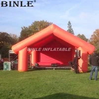 Customized large red house shaped inflatable stage tent inflatable stage cover air roof square structure for concerts and events