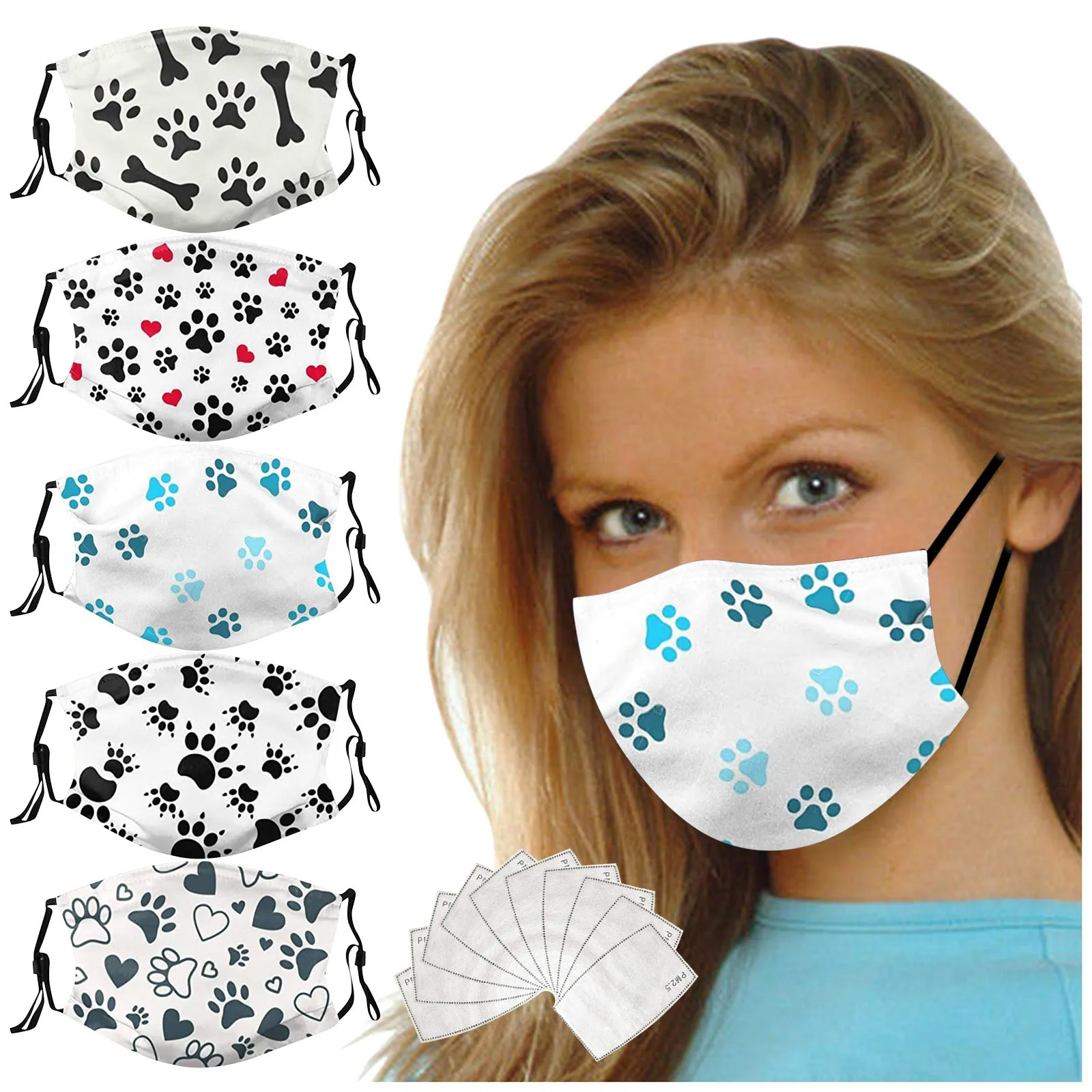 С животным принтом Собака для взрослых унисекс моющиеся анти Pm 2 5 хлопковая маска