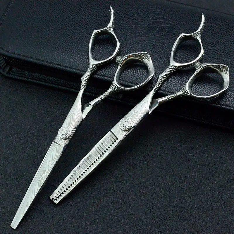 Парикмахерские ножницы для филировки 6 дюймов в дамасском стиле|hair staightener|hair razor