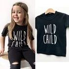 Wild Childспортивный костюм с буквами для мальчиков летняя футболка на каждый день для мальчиков и девочек, топы, футболка, детская одежда модные футболки из хлопка для детей ясельного возраста, футболка