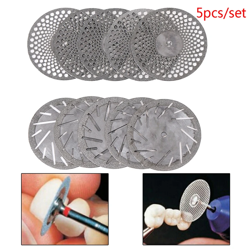 

5pc/set Dental Thin Ultra-thin Double Sided Sand Ceramic Teeth Whitening Diamond Cutting Disc With Mandrel For Separating Polish