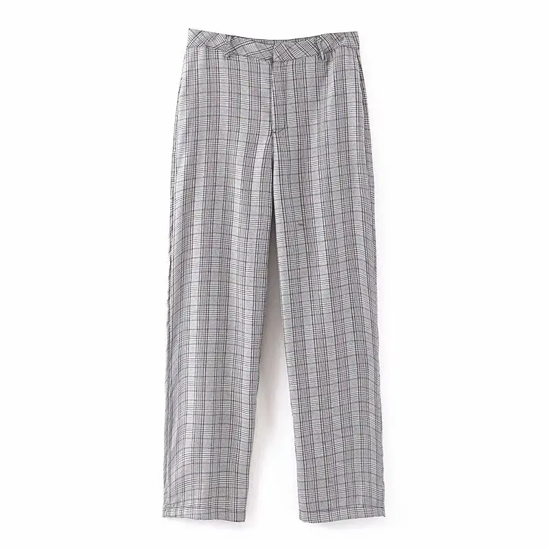 pants Двубортные блейзеры женские модные клетчатые костюмы с принтом куртки женские элегантные костюмы с карманами женские с длинным рукавом - Цвет: pants