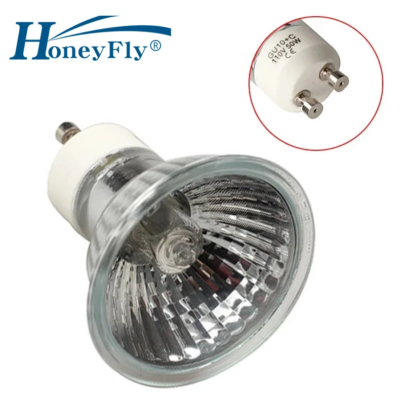 

HoneyFly 5pcs Halogen Lamp GU10 110V 35W 50W 50mm Dimmable GU10 Spot Light Warm White Indoor Decoration Clear Glass