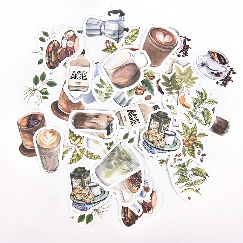 46Pcs/Box Momo vintage Rooftop Coffee sho paper sticker decoration DIY ablum diary scrapbooking label kawaii stationery - купить по