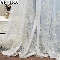 luxury yarn embroidered screens princess tulle curtains for bedroom romantic sheer children room window decoration x m201c
