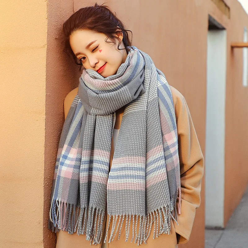 

Designer 2021 knitted spring winter women scarf plaid warm cashmere scarves shawls luxury brand neck bandana pashmina lady wrap