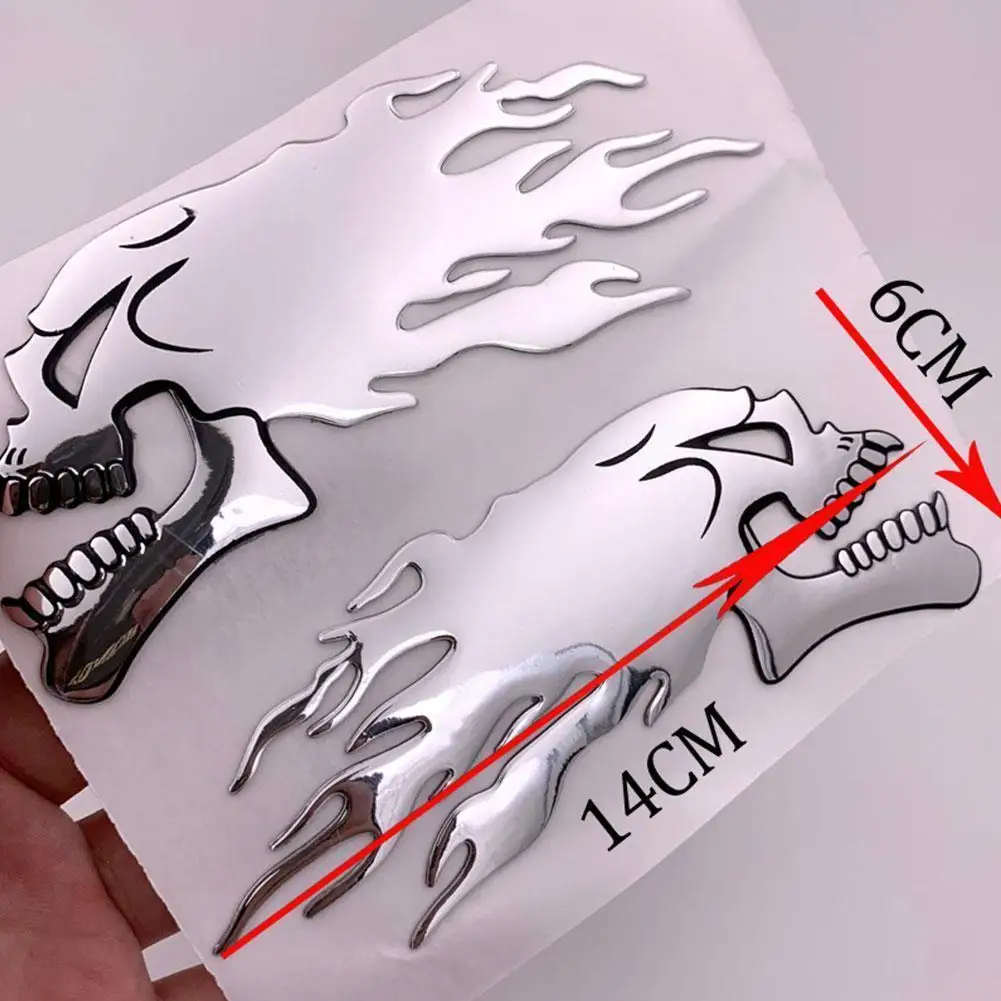 

1Pair 3D Motorcycle Ghost Skull Head helmet Tank Pad truck Motorbike Decals Stickers decoration Car Fairing T9L5