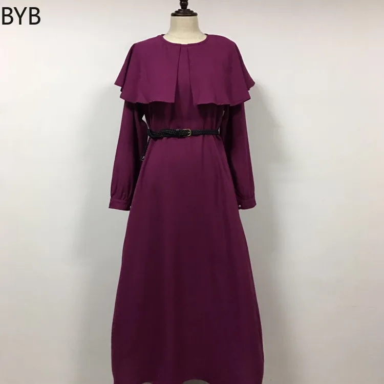 Элегантное мусульманское однотонное модное турецкое платье Abaya Сингапур полная