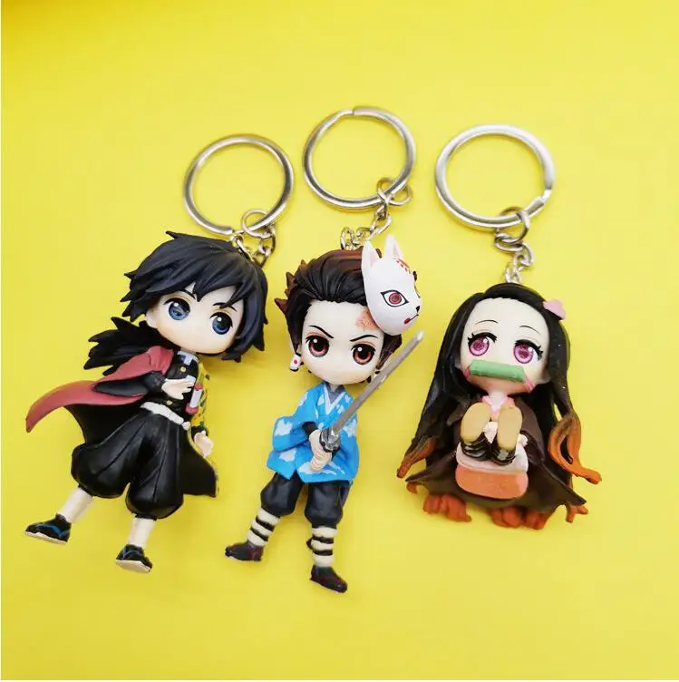 6 шт./компл. аниме демон убийца фигуркы игрушки Llaveros Kimetsu без Yaiba брелки для ключей
