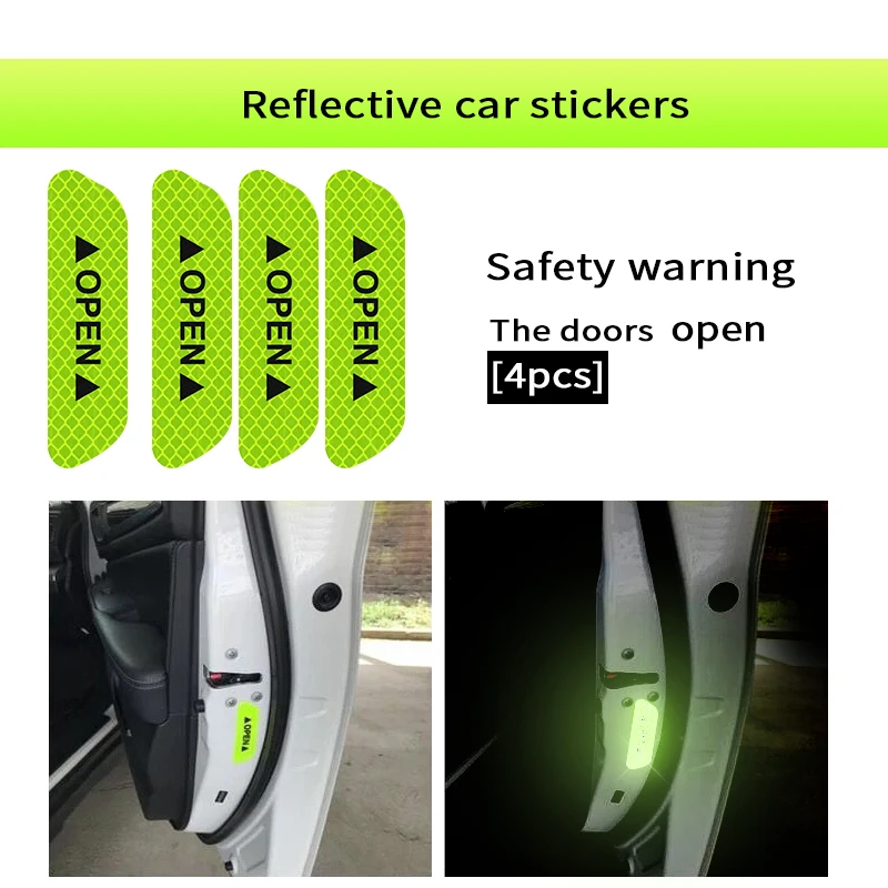 

4PCS Car Stickers Reflective Strips Safety Warning Stickers Decal Warning Tape Car Reflective Stickers Reflective Strip Safety