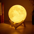 Прикроватная лампа Foxanon MJ1026 с сенсорным управлением, 3D светсветильник в виде Луны с USB, романтические настольные лампы для спальни, 216 меняющихся цветов, для дома