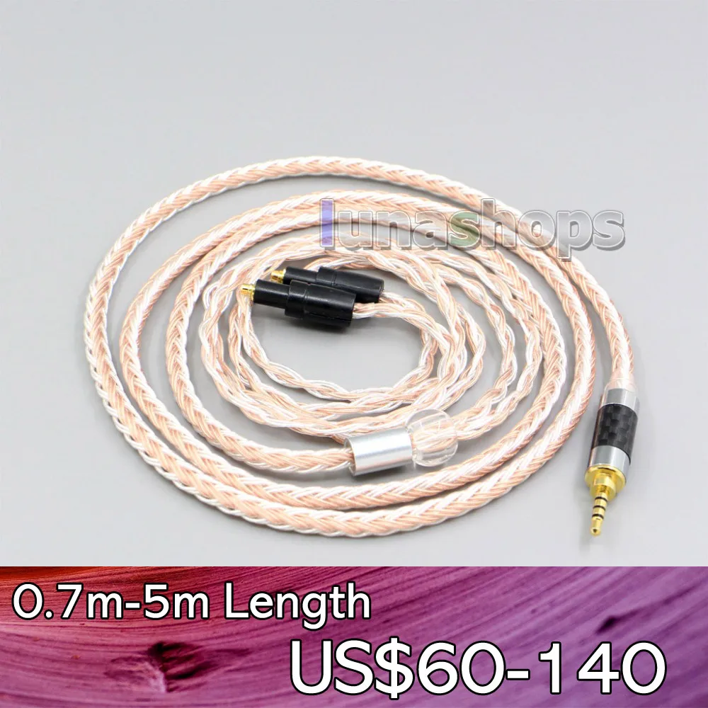 

LN005835 2.5mm 3.5mm XLR 4.4mm TRRS Balanced 16 Core OCC Silver Mixed Headphone Cable For Shure SRH1540 SRH1840 SRH1440