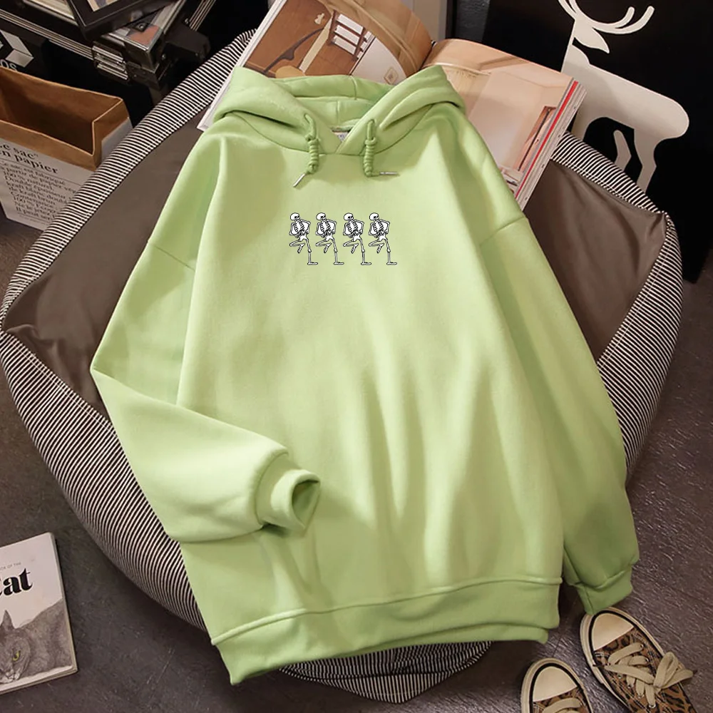 Hooded Hoodies Sweatshirt Harajuku Fashion Unisex Women Gothic Sweatshirtswomen Skeleton Printed Punk Women Sweetshirts Big Size