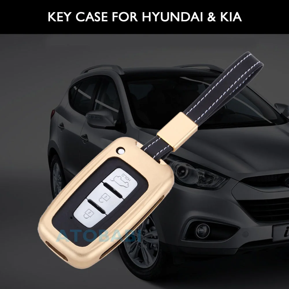 Чехол для ключей автомобиля из алюминиевого сплава для hyundai Elantra Kia Optima Forte Sportage Soul брелок Защитная сумка для ключей умный чехол дистанционного брелока