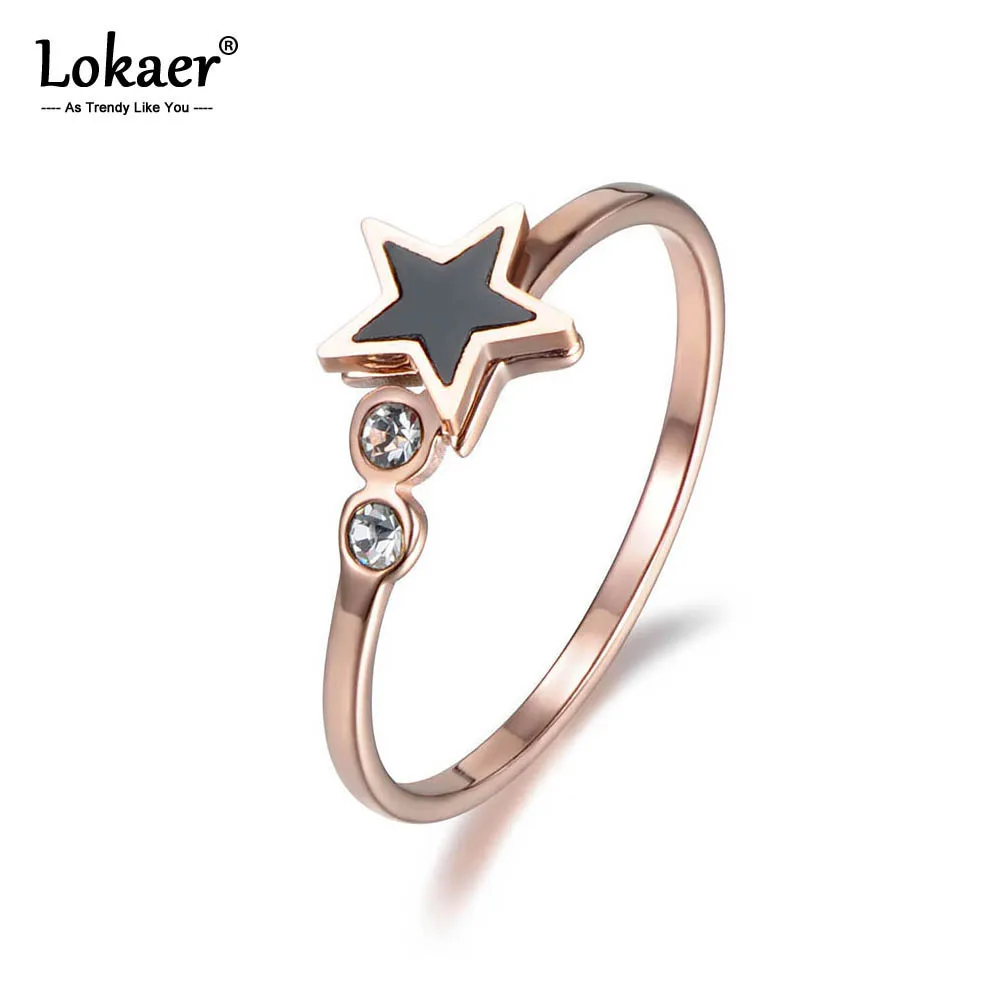 Женские кольца в форме звезды Lokaer модные из нержавеющей стали розового золота с