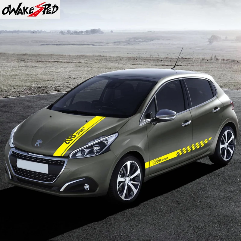 Спортивная наклейка для автомобильной двери боковые полосы на юбку Peugeot 208 2020 2021 GT