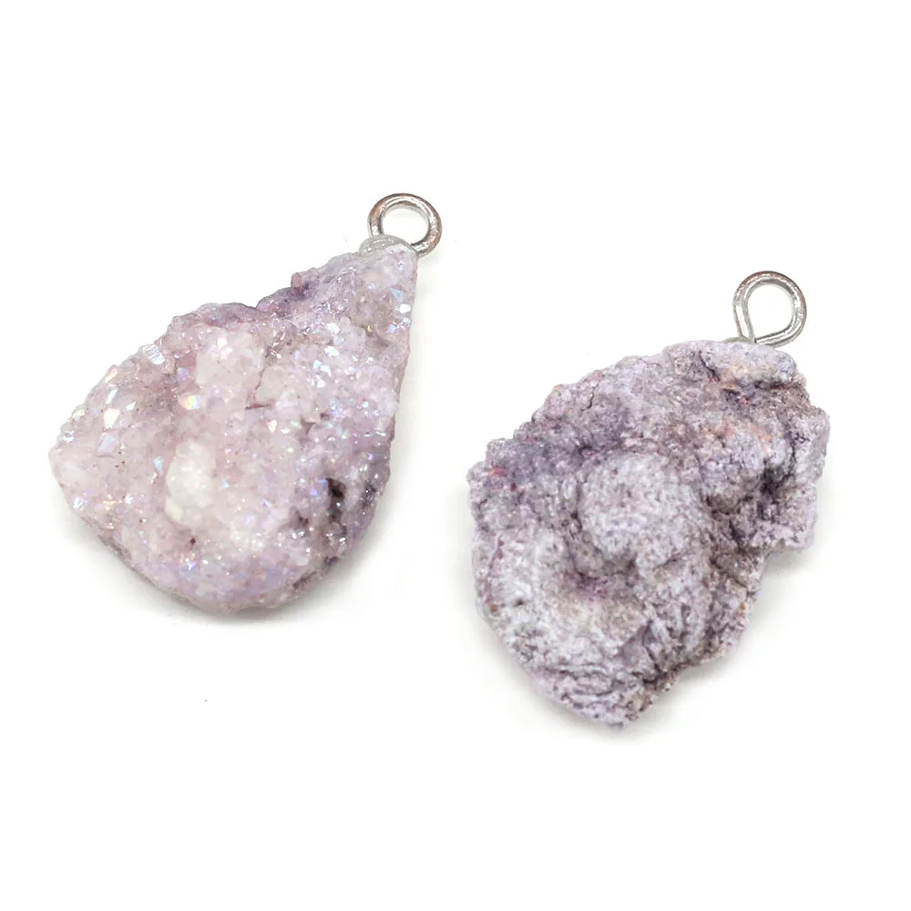 

1PC Natural Stone Crystal Agates Purple Charm Pendant for Women Gifts Nacklace Bracelet Earring Accessories Jewelry Making DIY