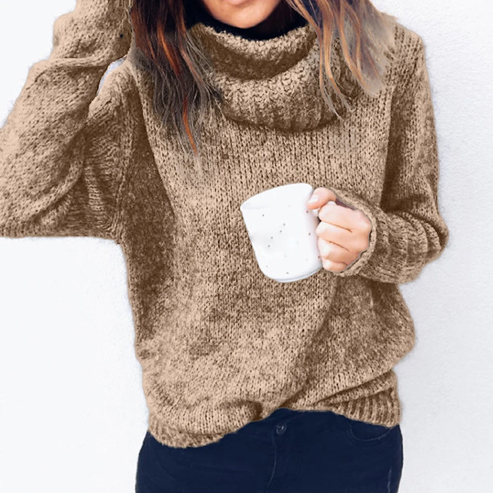 2020 Autumn Winter Casual Women Solid Color Turtle Neck Long Sleeve Knitted Sweater Pullover Jumpers Knitwear | Женская одежда