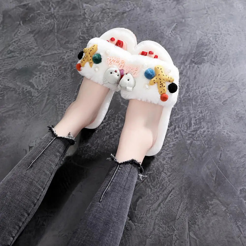 

Women Soft Home Flat Slippers Cotton Winter Warm Woman Fashion House Shoes Floor Comfort Female Couple Style Indoor